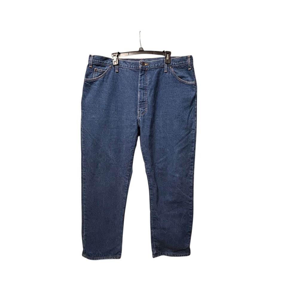 Dickies Men Heavyweight Flannel Lined Relaxed Blue Denim Jeans 42x32 Workwear
